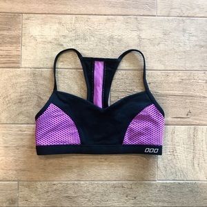 Lorna Jane black purple pink mesh sports bra